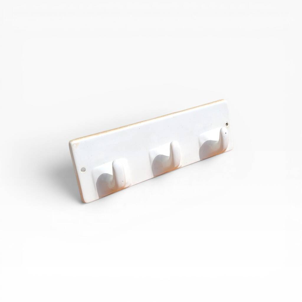 Antique white ceramic wall hook 3p