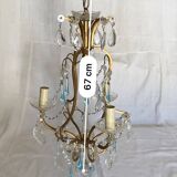3-light bronze, crystal and Murano glass chandelier