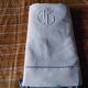 Drap ancien Lin en coton Monogramme AT - 225 x 310 cm