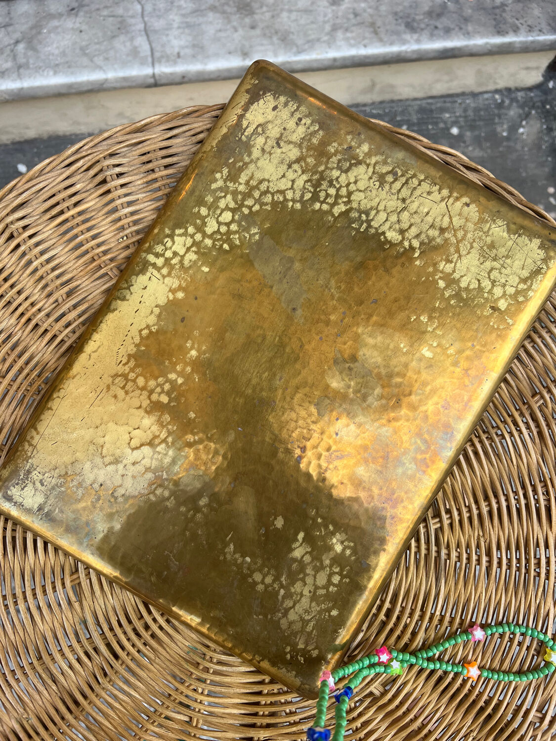 Hammered brass tray