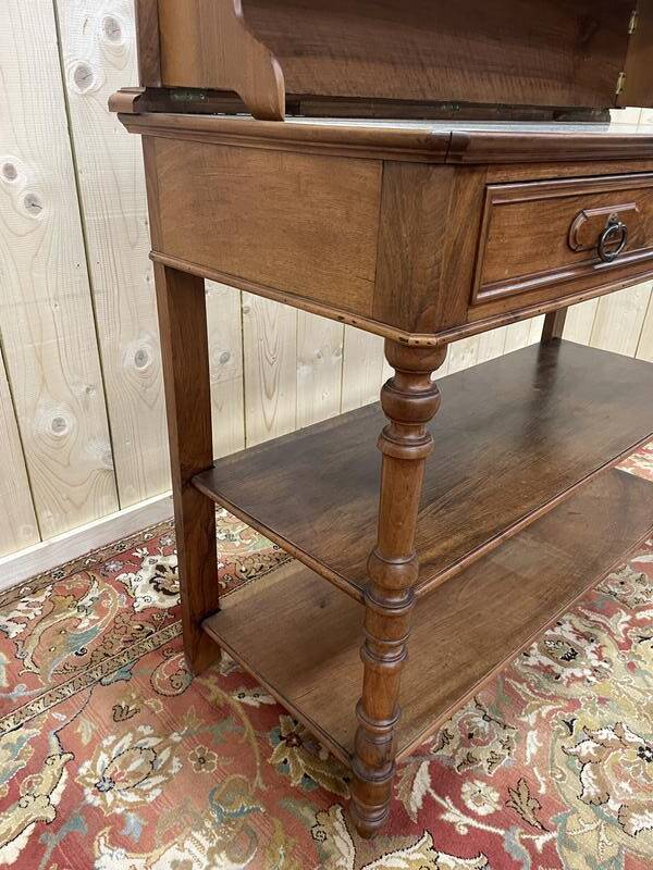 Console époque Napoléon III en noyer et marbre blanc