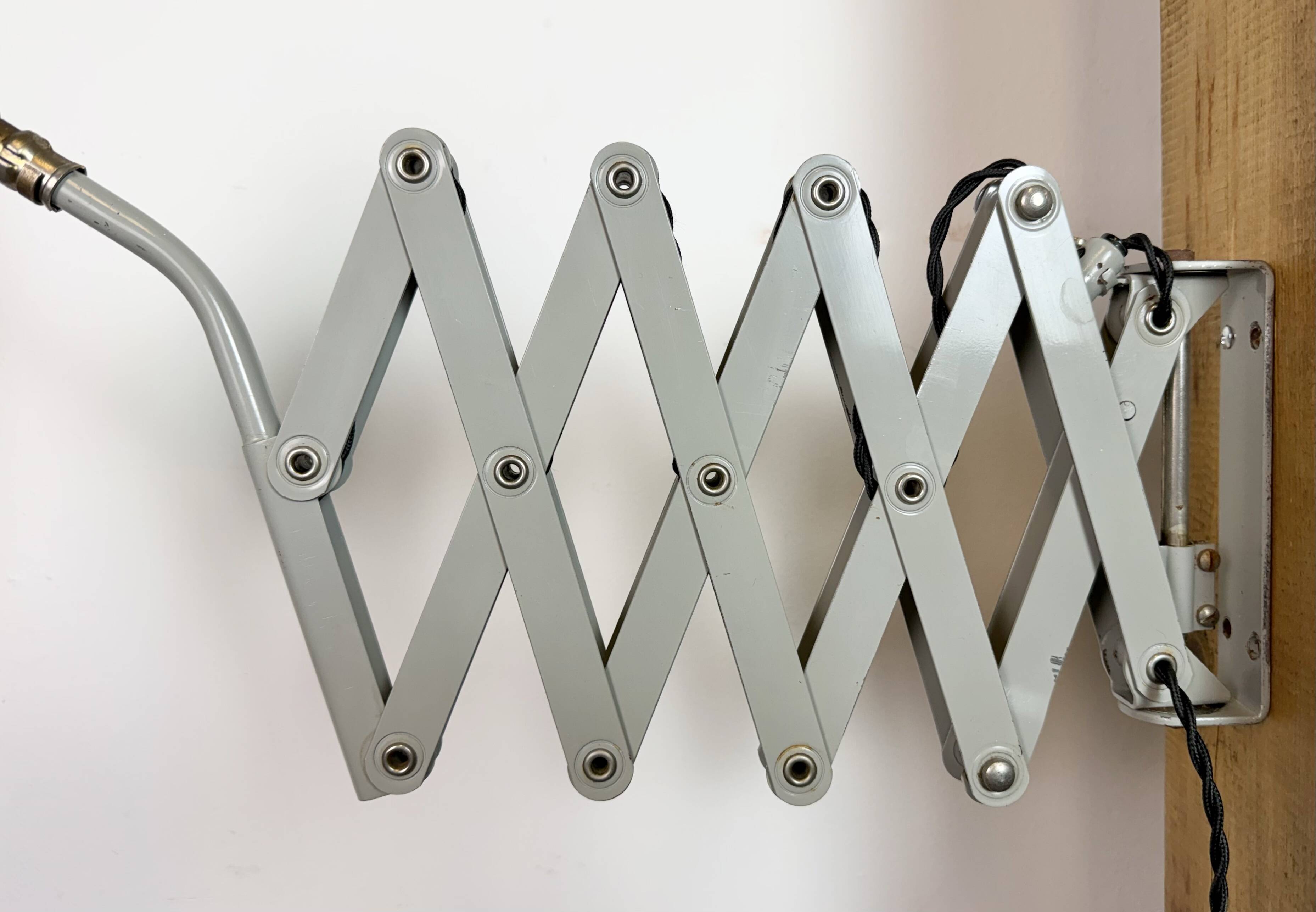 Grey German Industrial Scissor Wall Lamp from SIS, 1960s