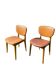Pair of Scandinavian wood and leather chairs, Circa 1960