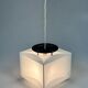 Lampe pendentif blanche vintage Cube, époque spatiale, années 1970