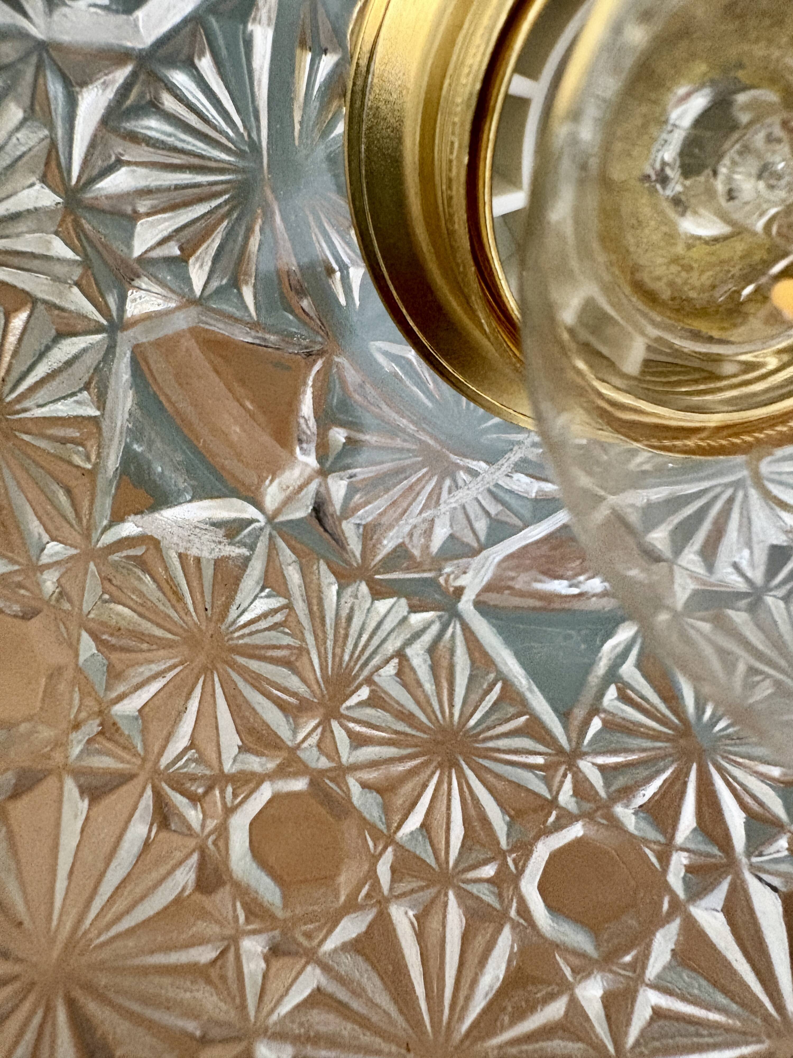 Vintage molded glass lampshade pendant light - tableware collection -