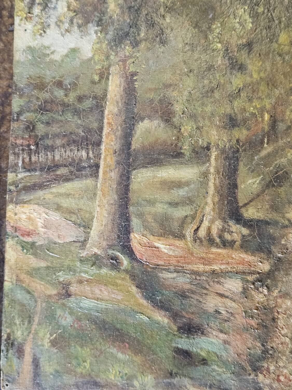 Painting on cardboard (Barbizon) Landscape
