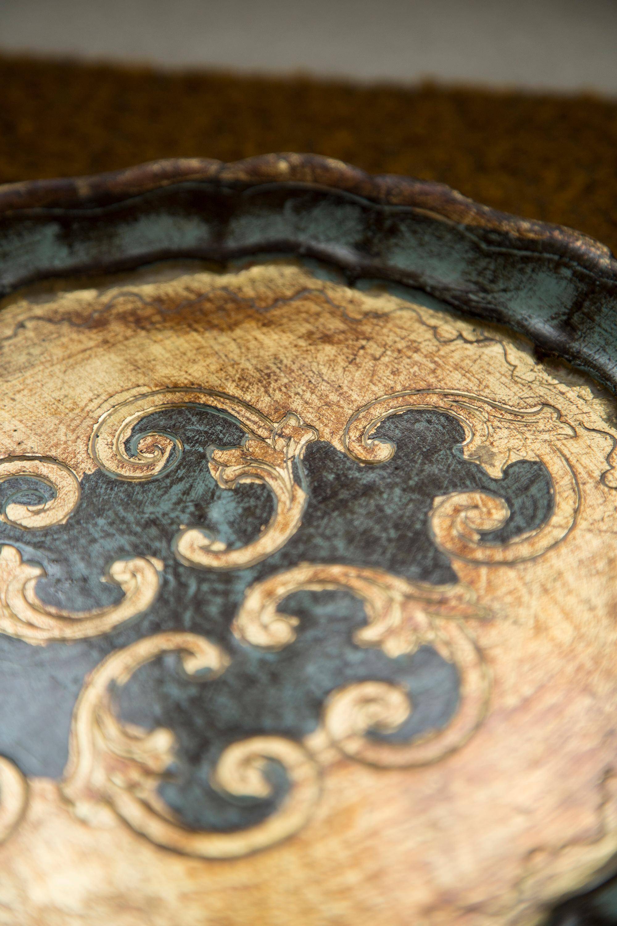 Mint green decorative wooden plate, mid-century, Italy, 1960s.