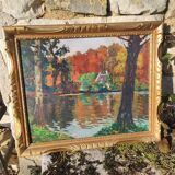 Peinture à l huile sur panneau - signée Lucien Frennet - encadrée