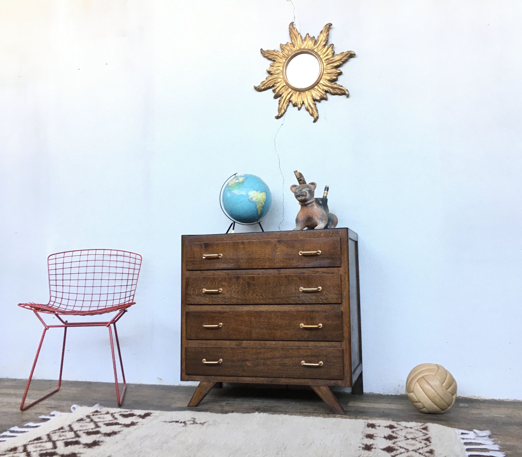 Former Vintage weekly ragsmaker 1950/1960 - retro - 4 drawers - compass feet - oak