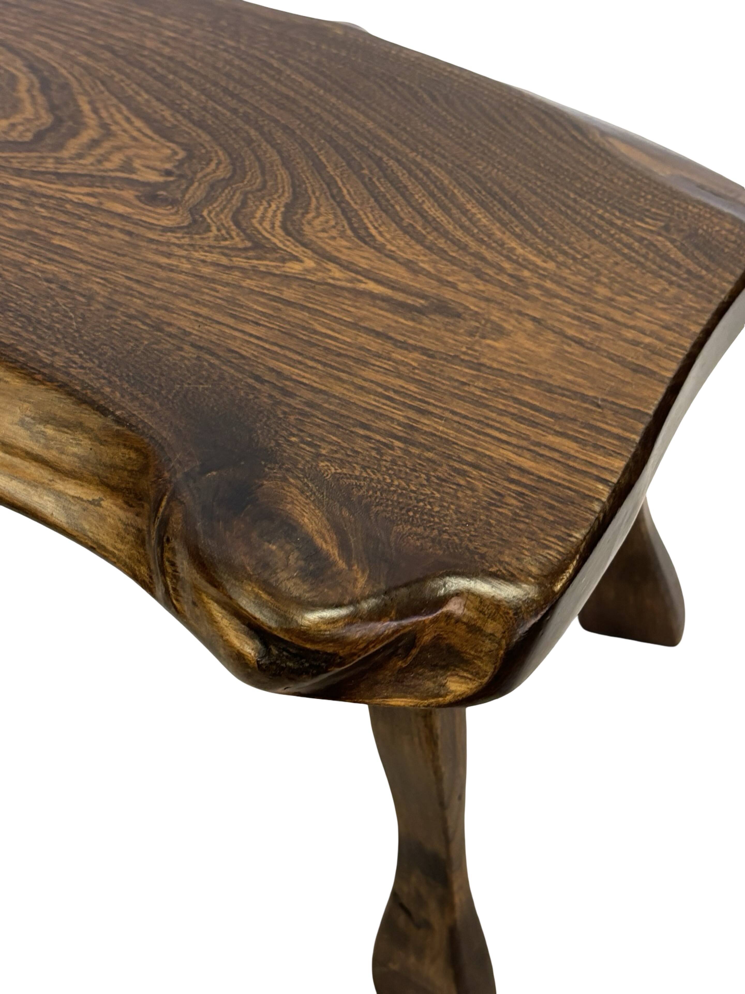 Mid-Century Organic Wooden Side Tables, circa 1960's wabi sabi brutalist