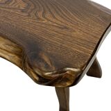 Mid-Century Organic Wooden Side Tables, circa 1960's wabi sabi brutalist