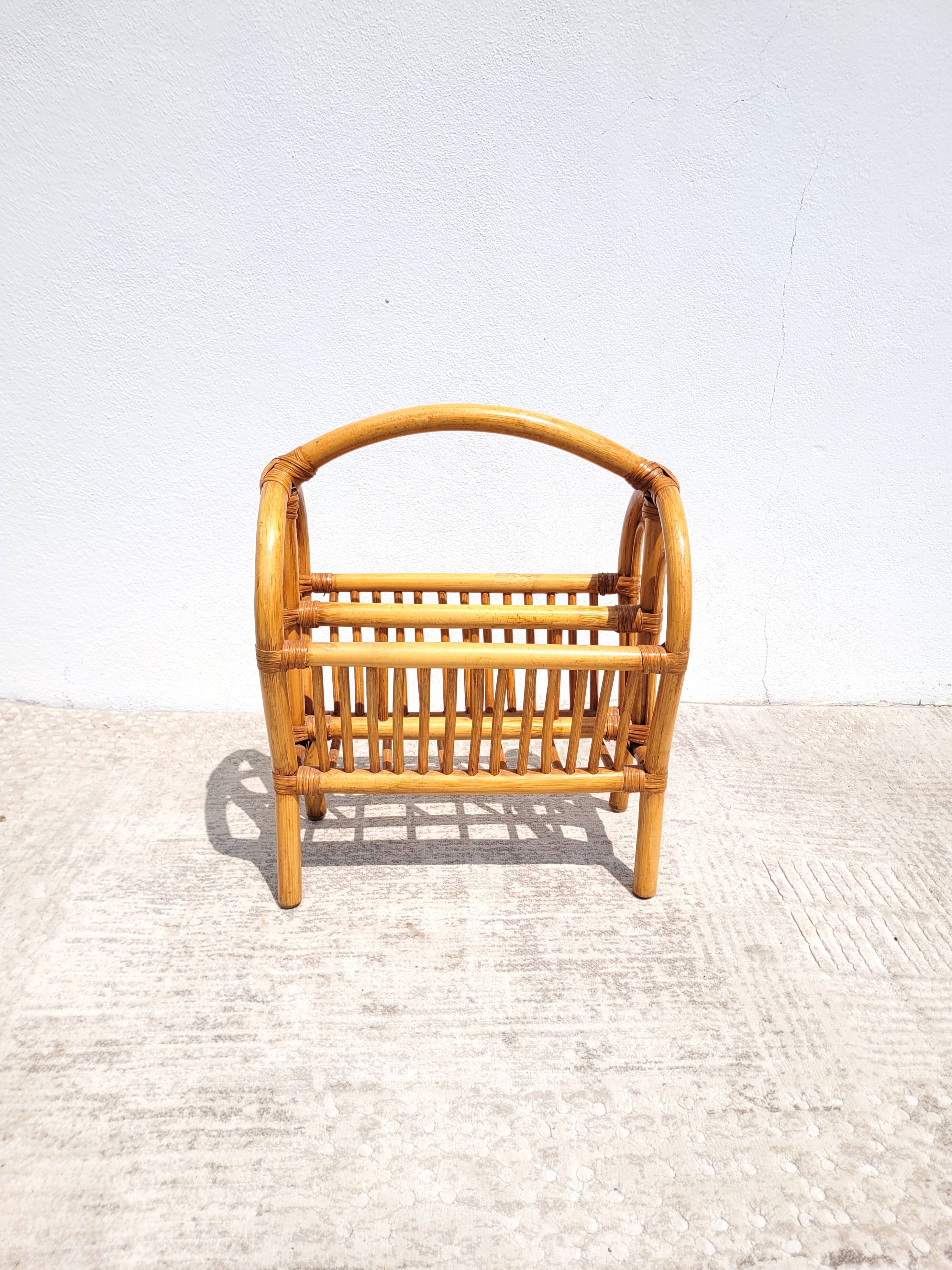 Rattan magazine holder
