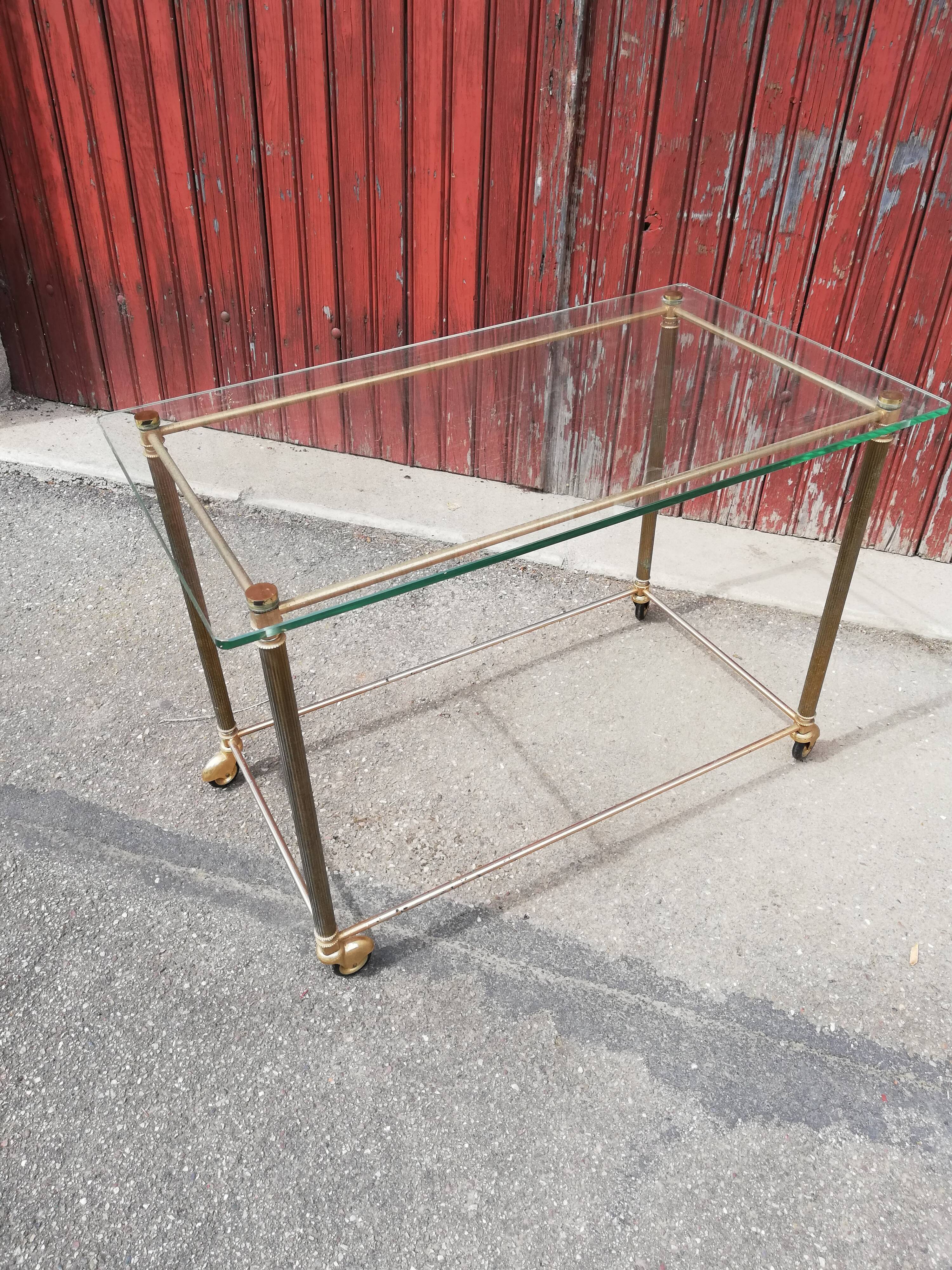 Brass and glass coffee table