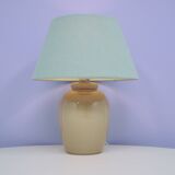 Vintage taupe table lamp green lampshade