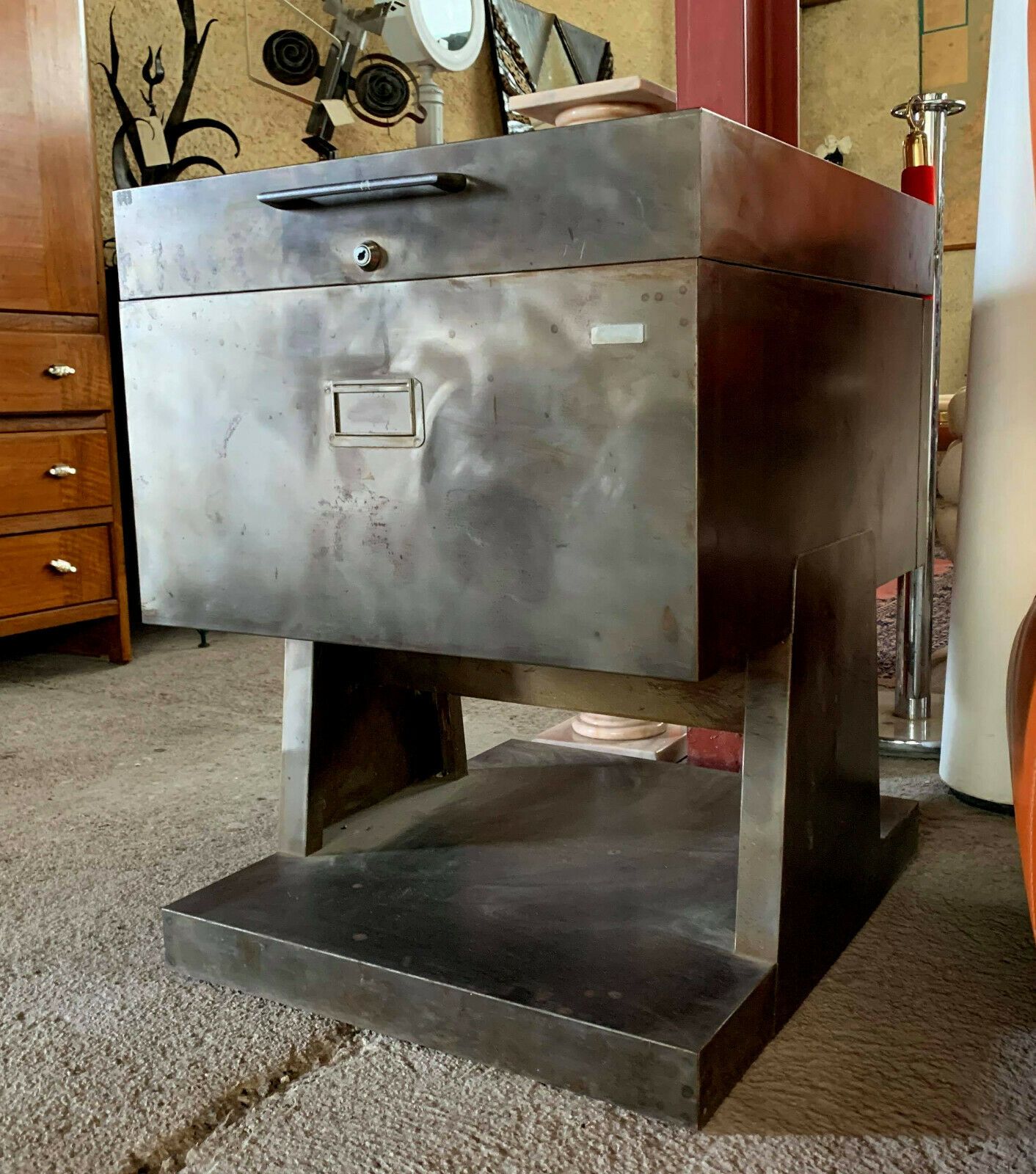 Industrial design rare furniture binder Val-Rex in brushed steel around 1940