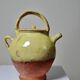 Small vintage pale yellow enamelled terracotta goat jug
