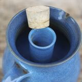 Stoneware wine pitcher with ice cube reserve, stoneware carafe, refresher pitcher