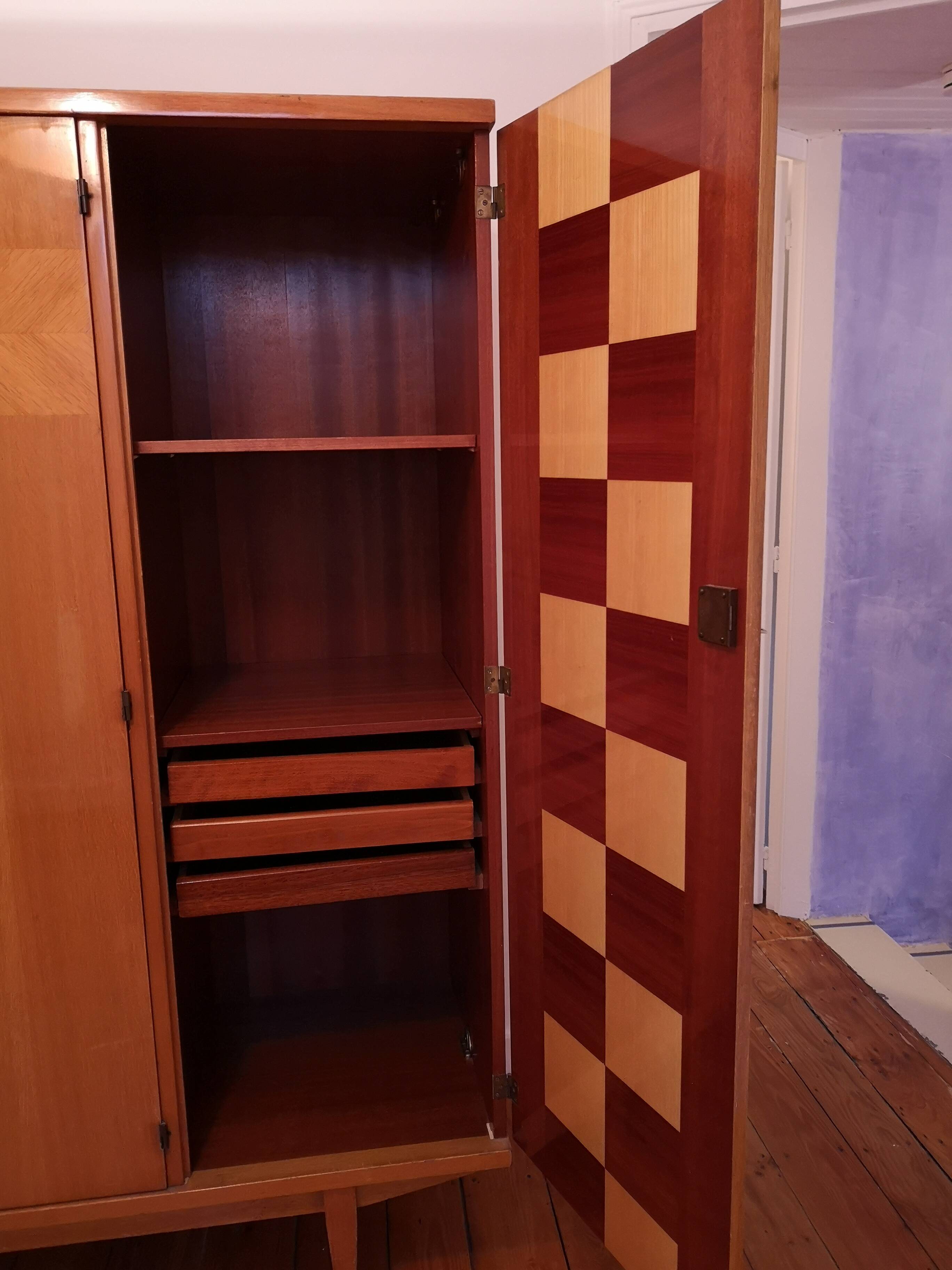 Vintage 1950s 4-door wardrobe