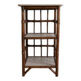 Sellette / Étagère d’appoint en bambou relookée – Beige grège – Esprit bohème chic