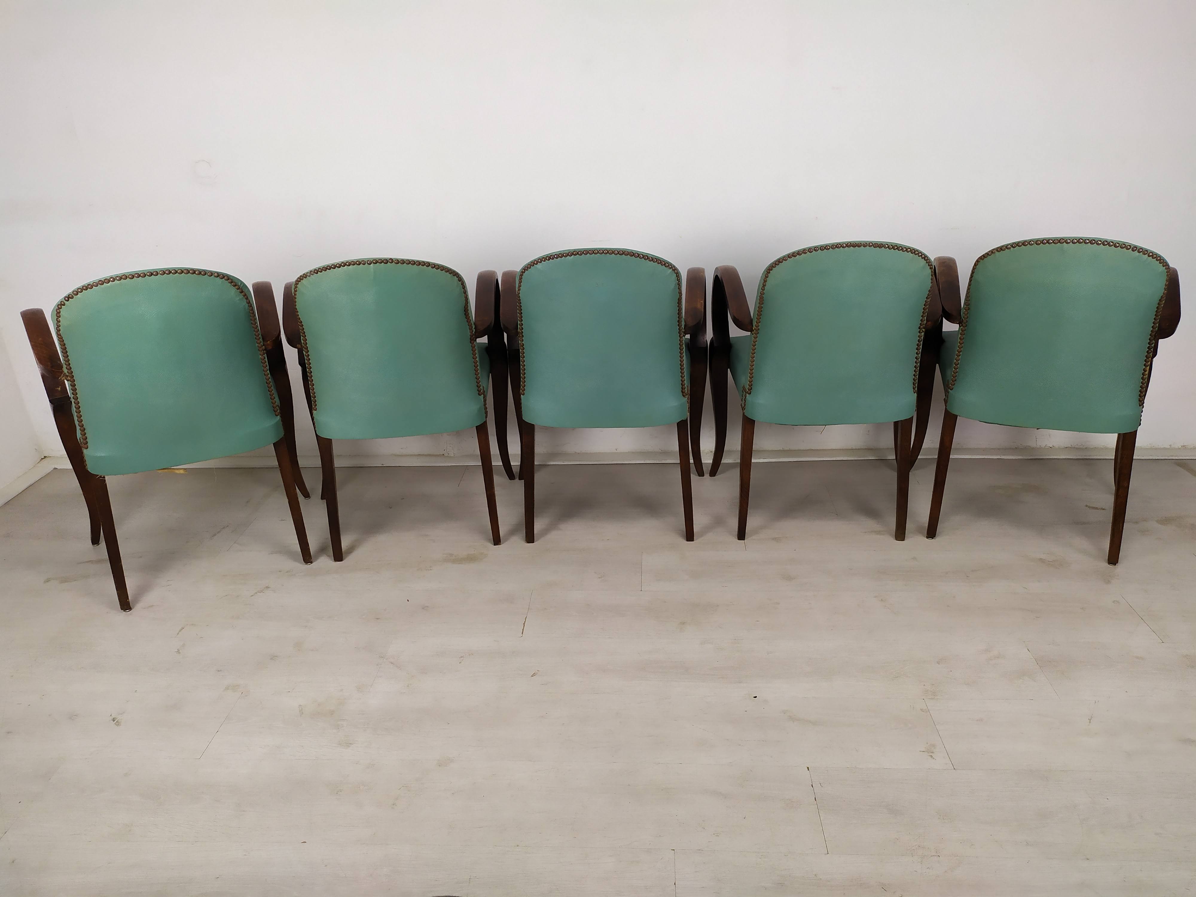 5 art deco bridge armchairs