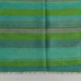 7x9 Shades Of Green Vintage Kilim Rug, 213x281Cm