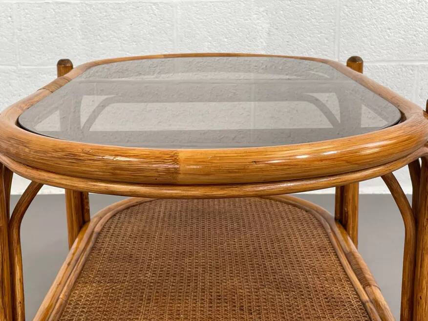 Vintage roasttan coffee table and glass top