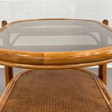 Vintage roasttan coffee table and glass top