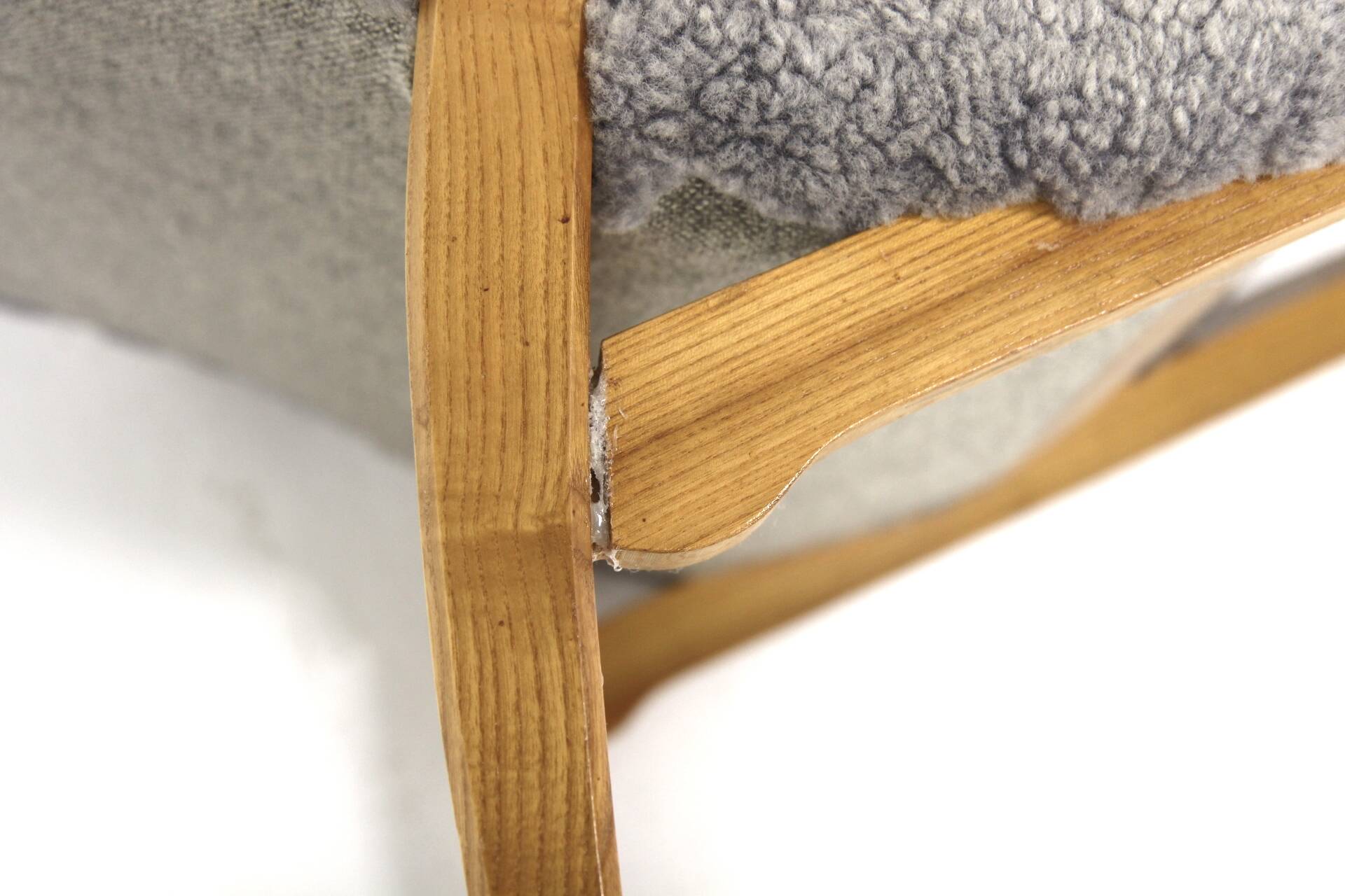 Scandinavian sheepskin armchair and footstool, Sweden, 1960