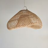 Small rattan lampshade in the shape of a braided hat