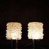 1970s Pair of Glass Table Lamps by Kamenicky Senov, Czechoslovakia-