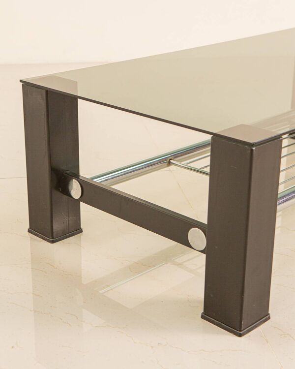 Table basse italienne rectangulaire deux étages 80's