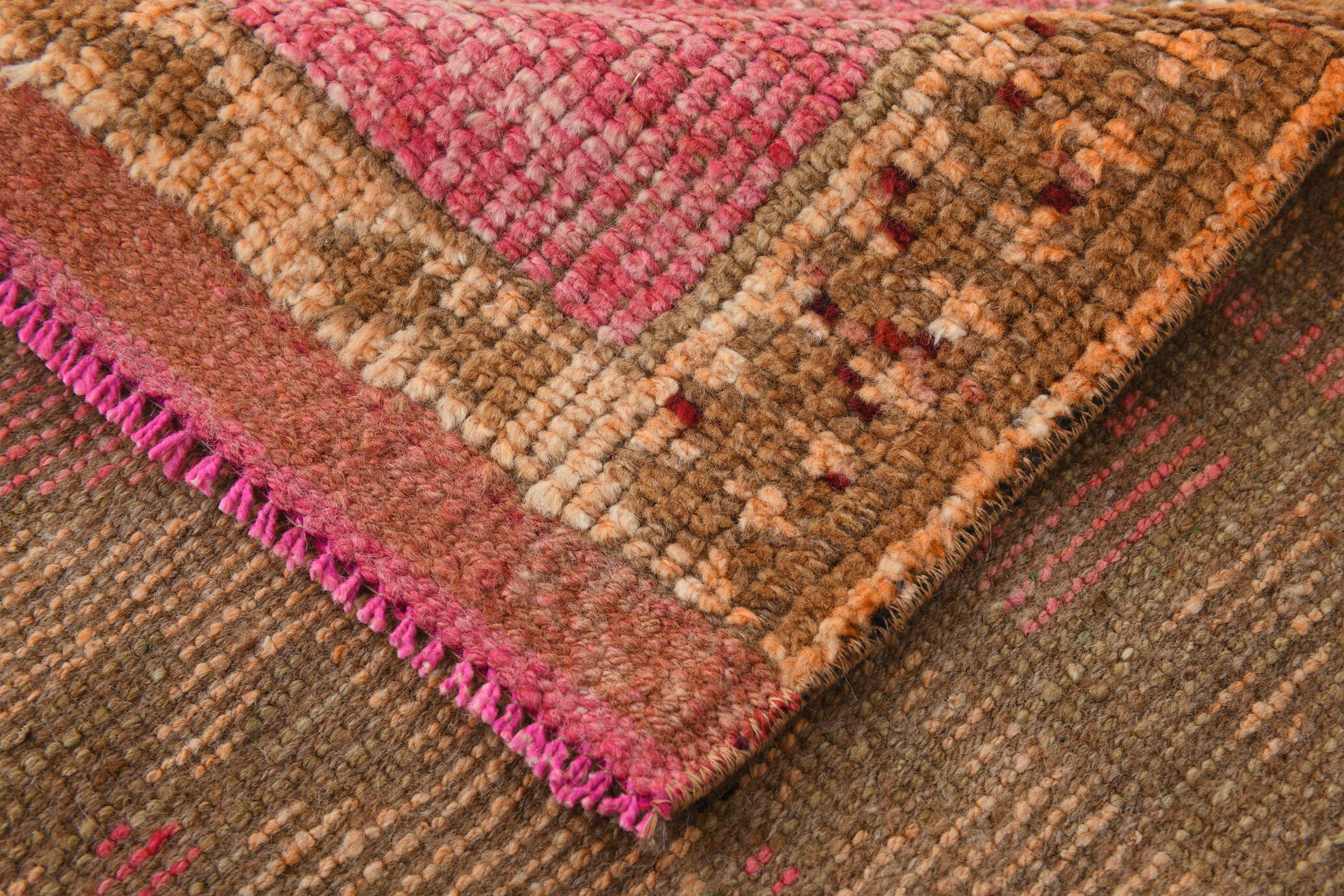 3x11 Faded Pink & Brown Vintage Runner Rug,