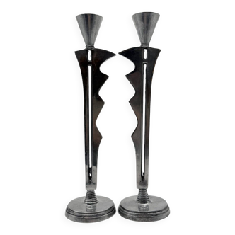 Pair of "modernist" candlesticks – 1980s