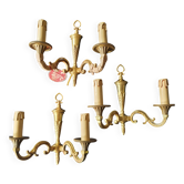 Three Louis XVI bronze wall sconces Lucien Gau Paris vintage