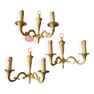 3 appliques en bronze style Louis XVI par Lucien Gau Paris