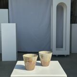 Set of 2 cups in Indonesian ceramic (brown & speckled glazed matte)