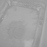 Plateau verre décor roses vintage french glass tray