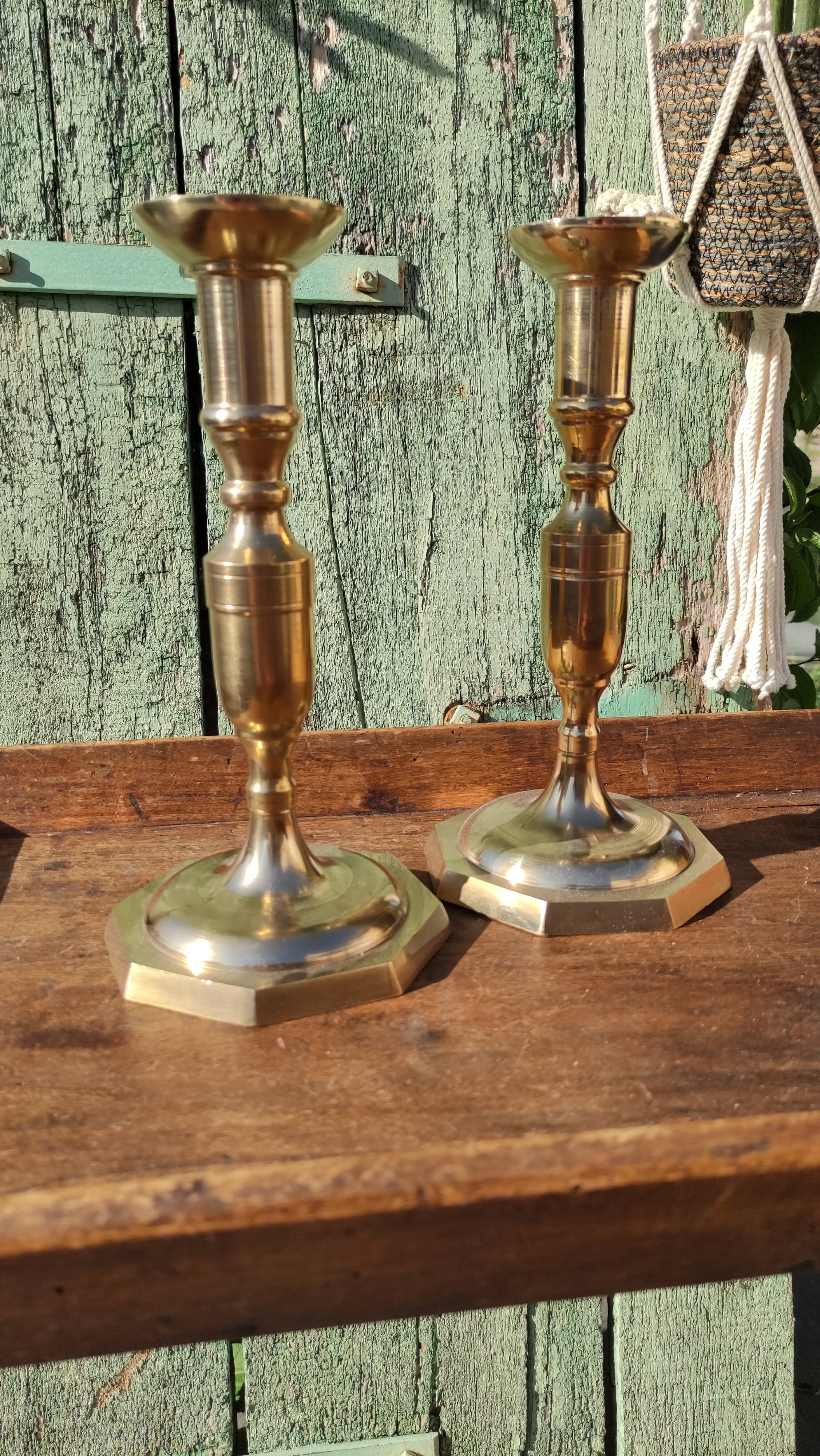 Pair of golden candle holders
