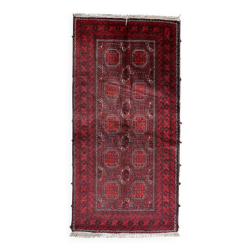 Tapis couloir baloutche afghan vintage 107 x 211 cm - tribal répétitif (1C1196)