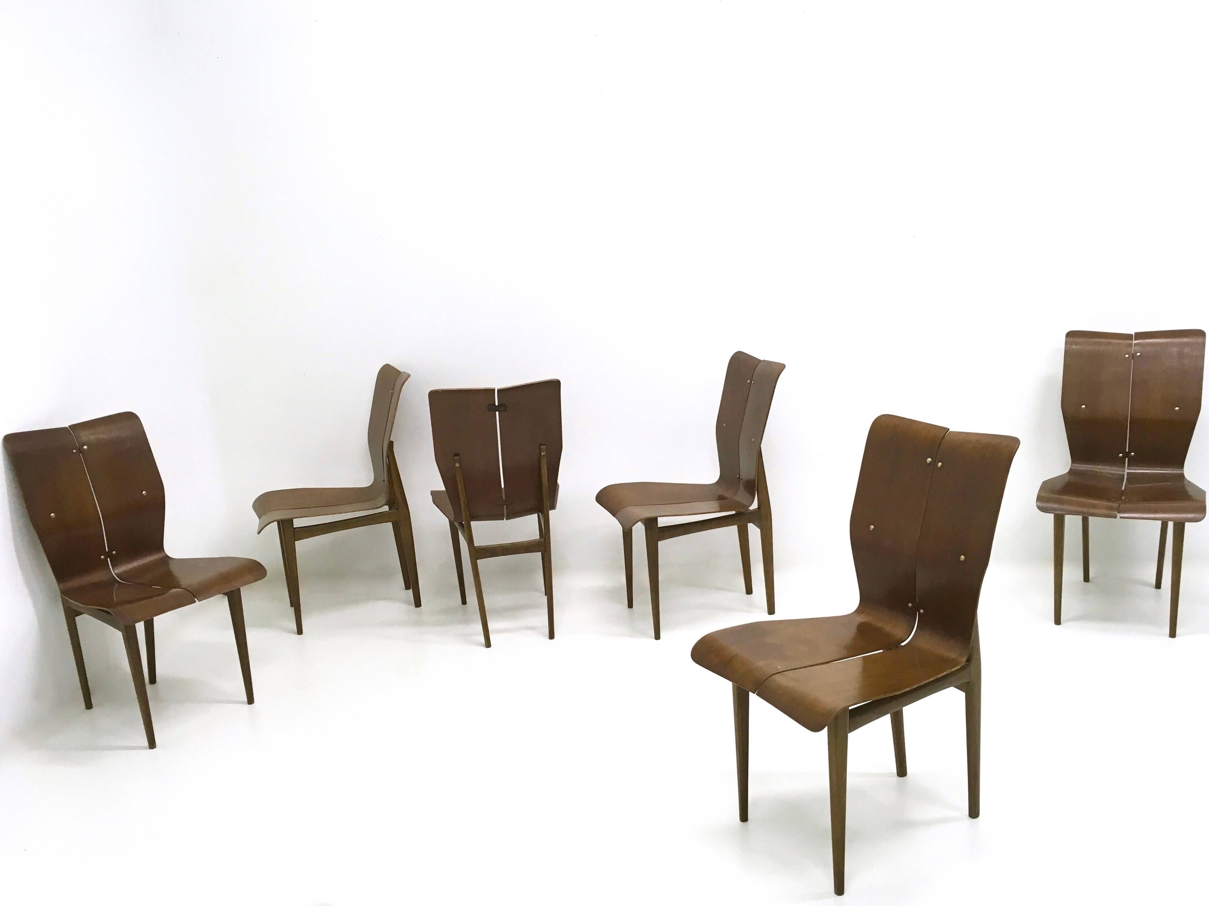 Six Vintage Curved Wood Chairs in the Style of Ilmari Tapiovaara, Finland