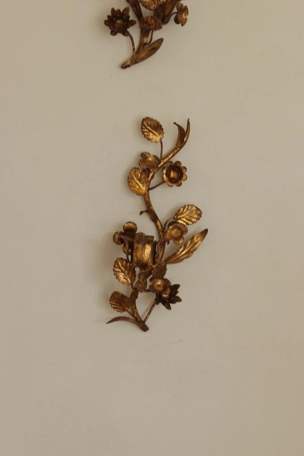 Pair of Mid-Century Italian Gilded Metal Sconces