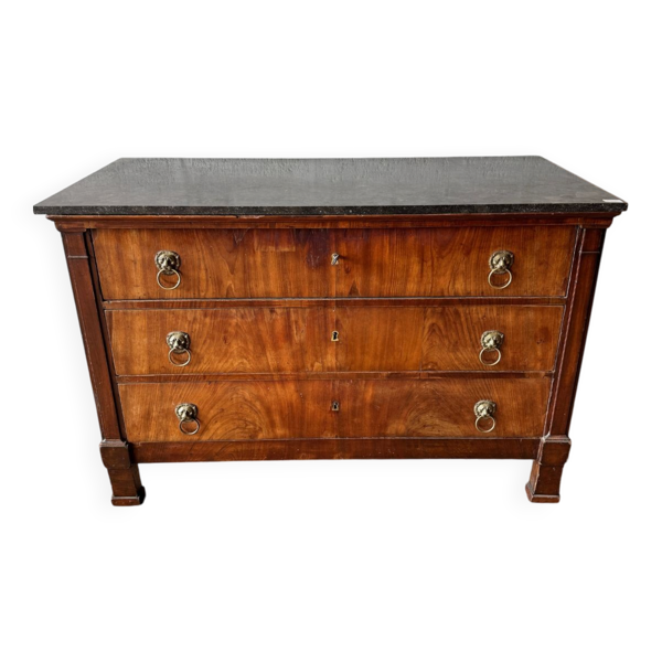 Commode en acajou, plateau marbre - 19ème