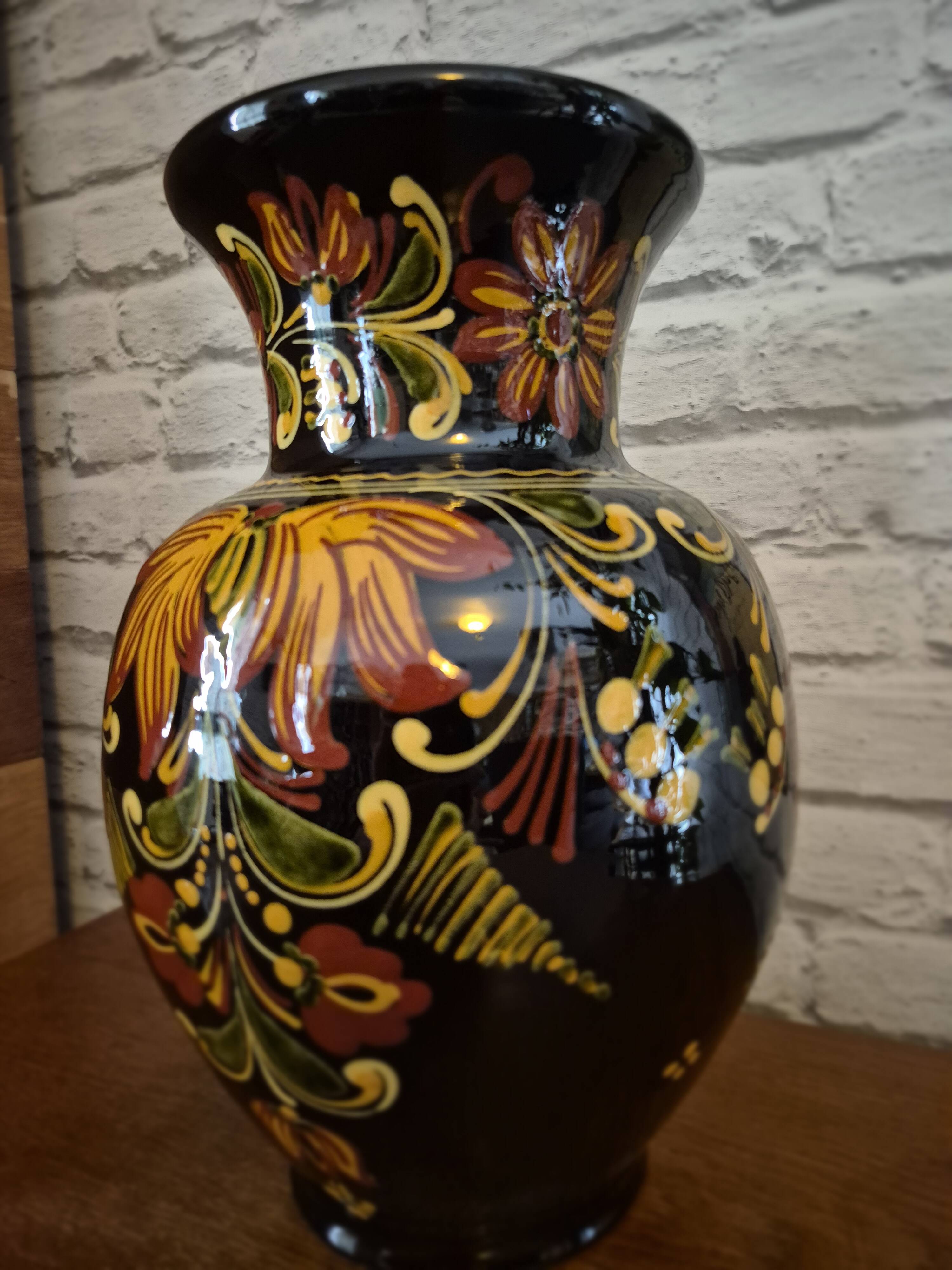 Vintage HVM Hungarian Black Vase