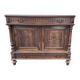 Henri II style low sideboard – carved wood and red marble top