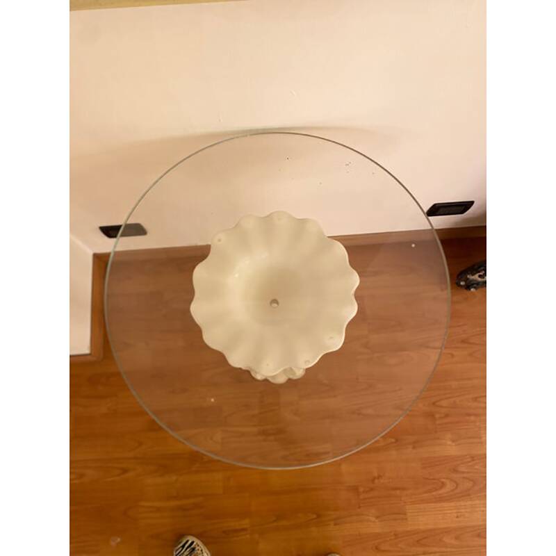 1990s Italian Venetian White and Gold Murano Glass Style Coffee Table