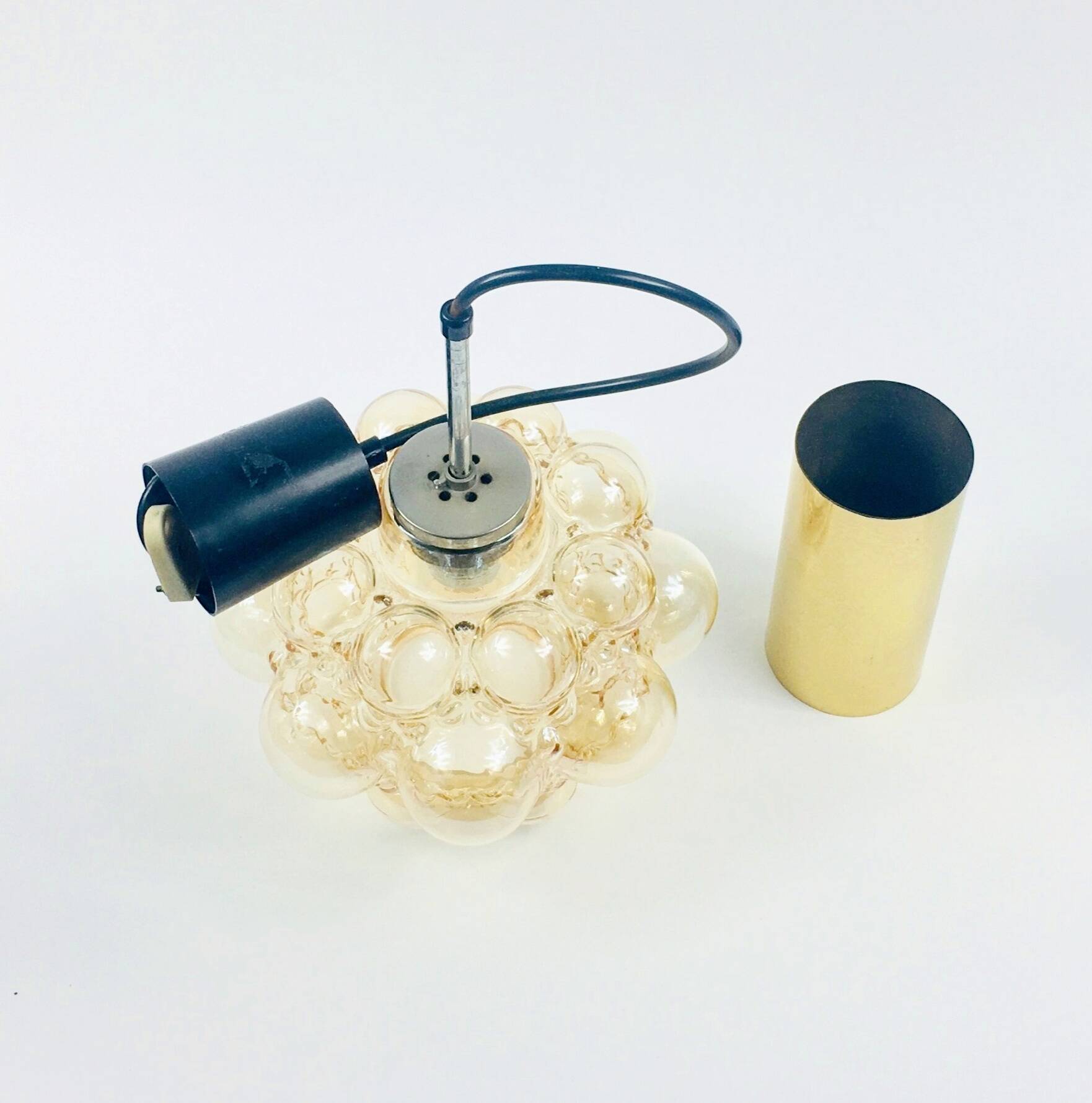 Mid-Century Modern Amber Bubble Glass Ceiling Light by Helena Tynell for Limburg, Germany, 1960s