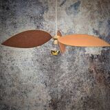 Aerial suspension, 3 petals in metal and white linen