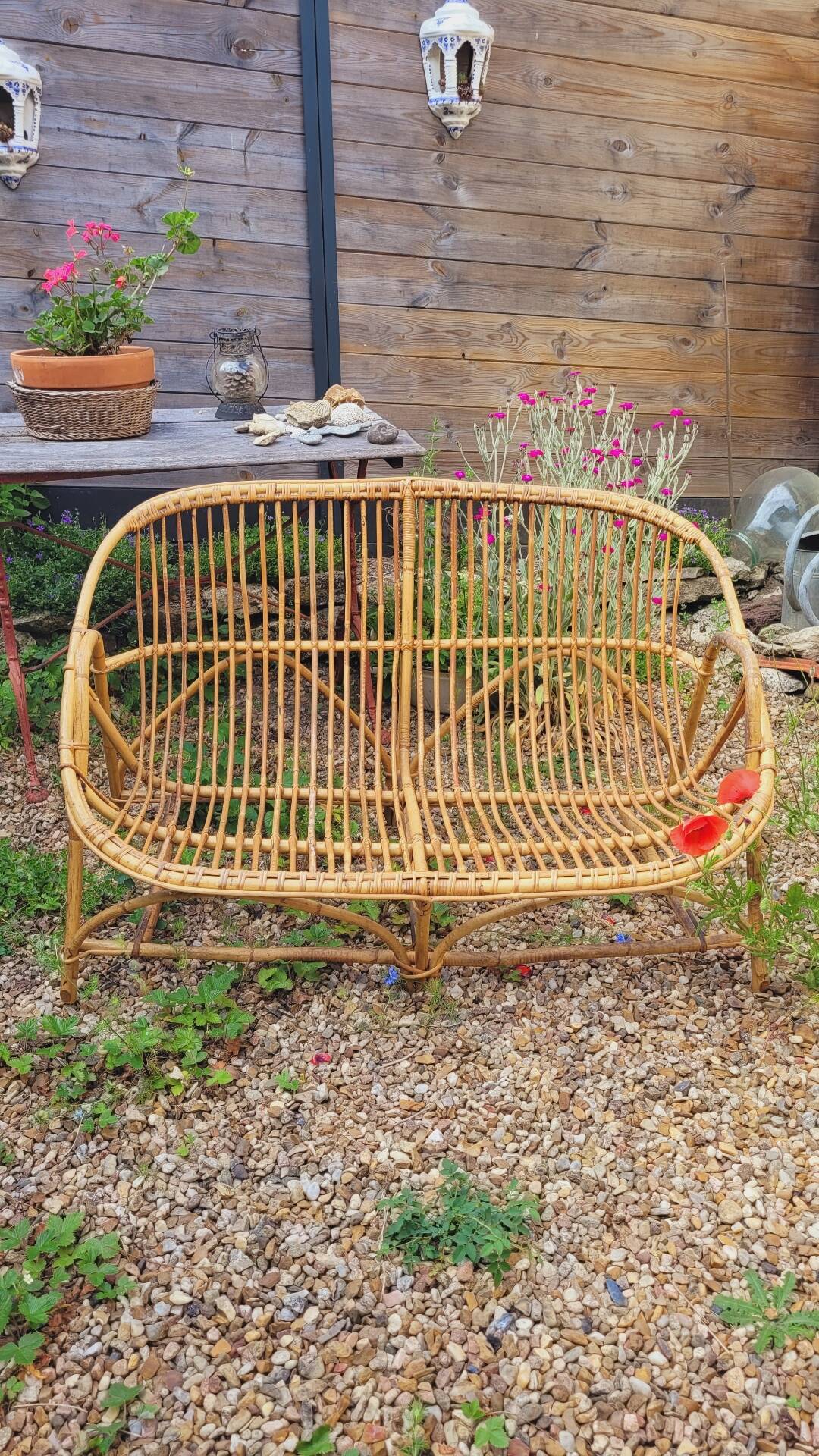 Rattan bench