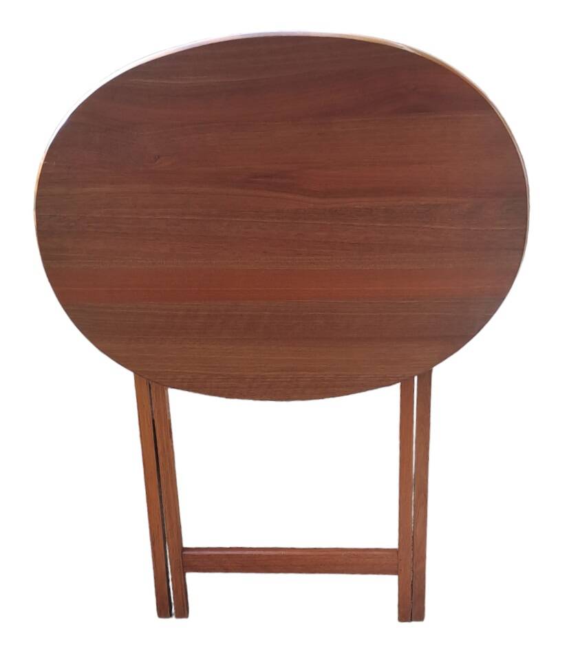 Oval teak wooden folding boat table 1970 Wooden side table sold individually