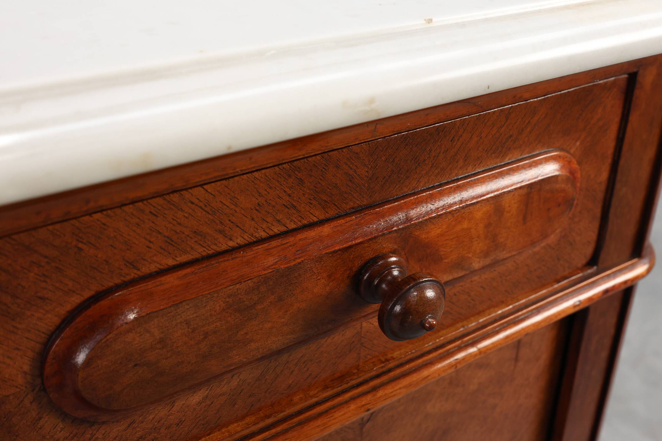 Pair Louis XV nightstands with Carrara marble top, France ca. 1890